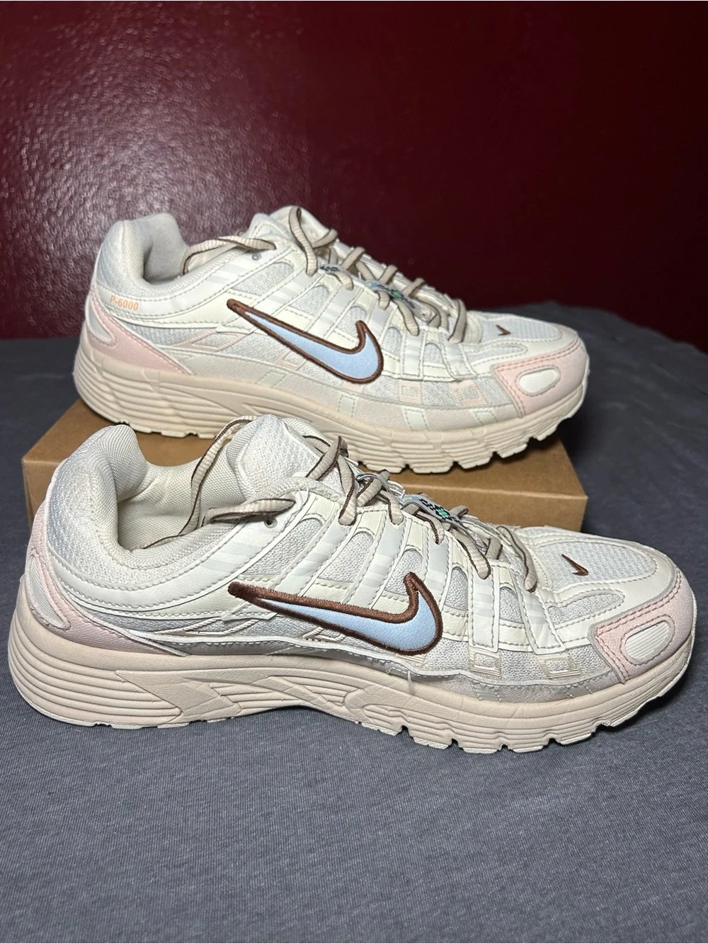 Nike Girls Cream & Light Pink P-6000 Sneakers